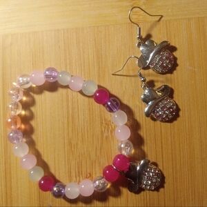 Colorful Beaded Bracelet and Acorn Earrings Set